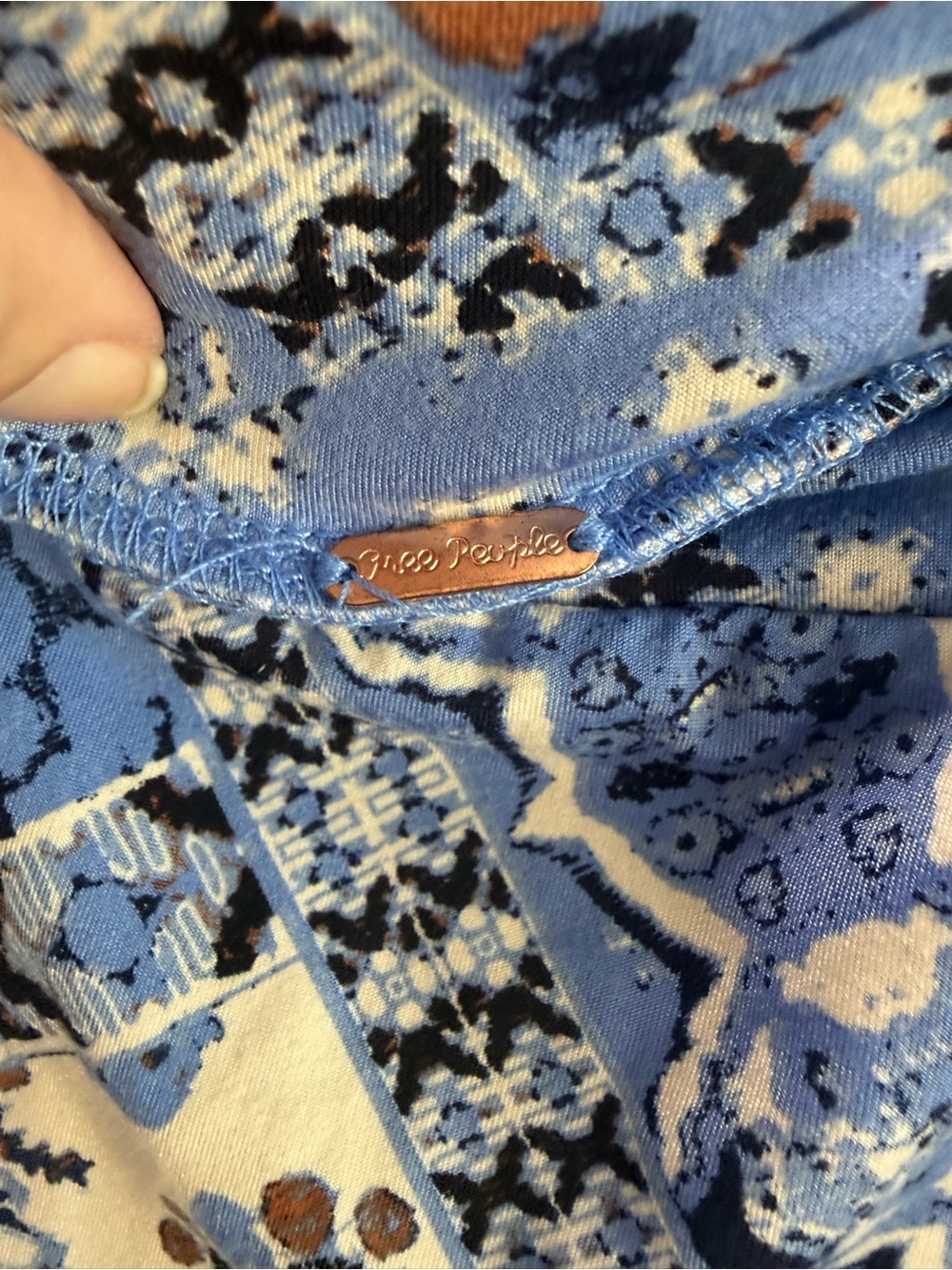 Free People Blue Paisley Print Stretch Mini Skirt - Picture 2 of 4